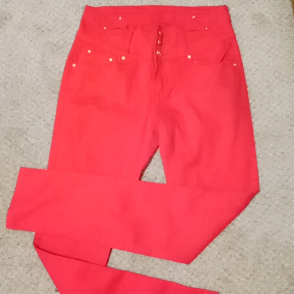 Tush push bright red jeans